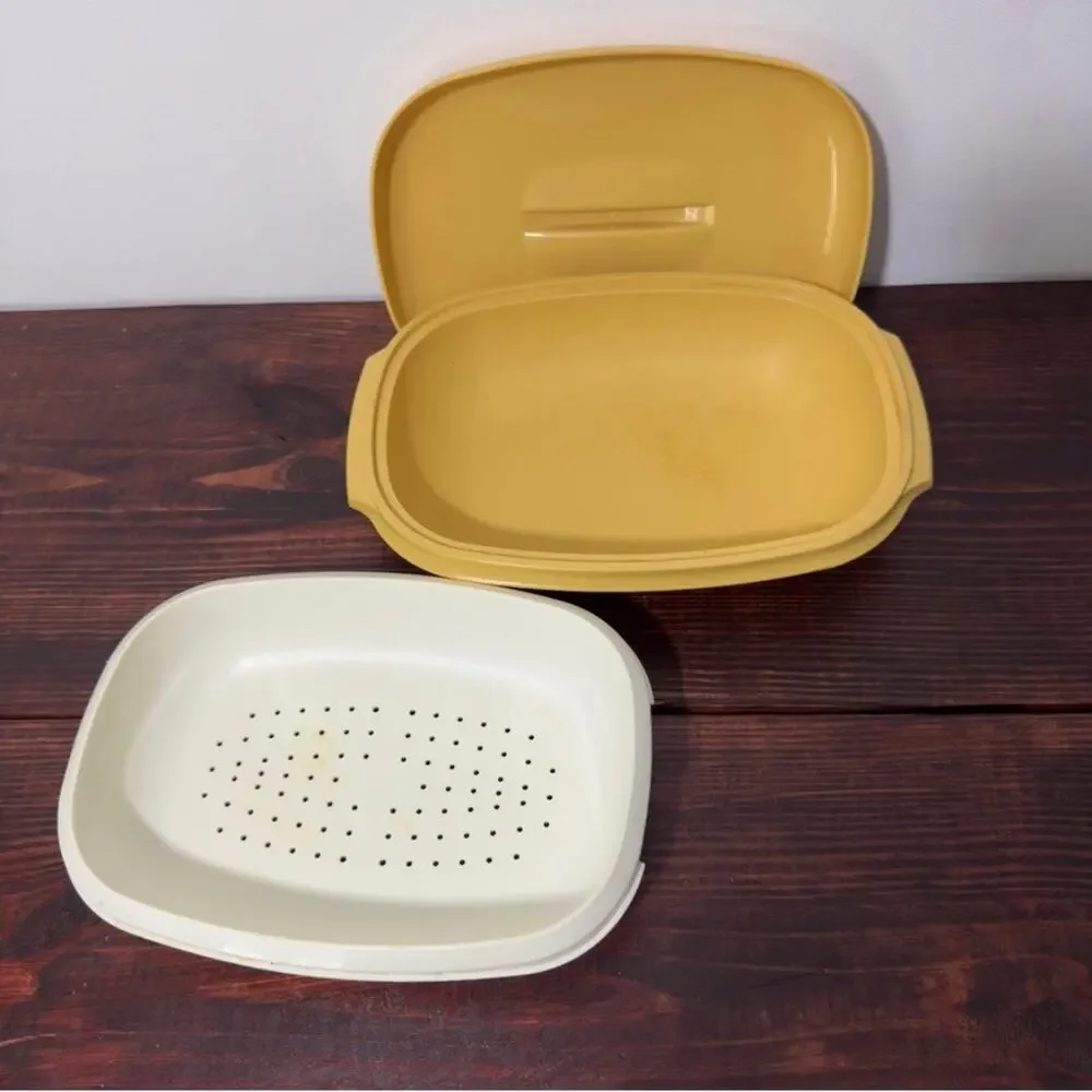 TUPPERWARE Vintage Yellow Steamer Bowl Dish